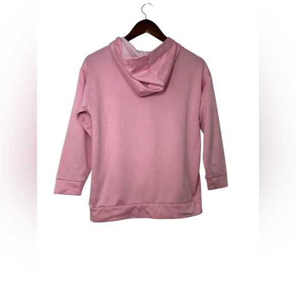 adidas Girls Large Light Pink Hoodie Sweatshirt Pullover Kangaroo Pocket Logo - Picture 4 of 7